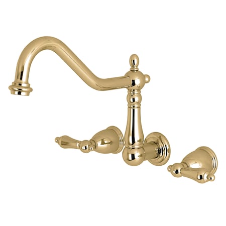 Kingston Brass Roman Tub Faucet, Polished Brass, Wall Mount KS1022AL