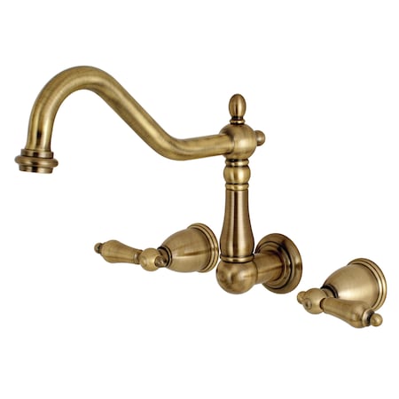 Kingston Brass Roman Tub Faucet, Antique Brass, Wall Mount KS1023AL