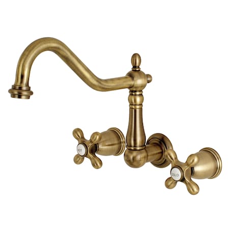 Kingston Brass Roman Tub Faucet, Antique Brass, Wall Mount KS1023AX