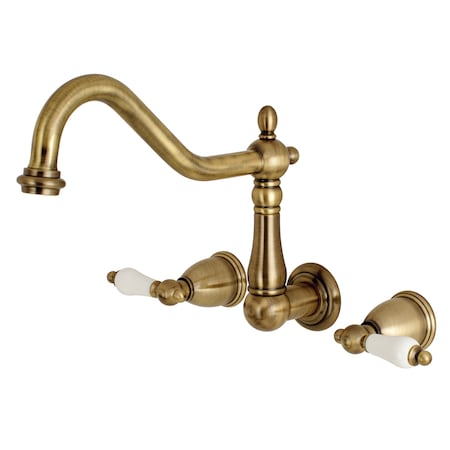 Kingston Brass Roman Tub Faucet, Antique Brass, Wall Mount KS1023PL