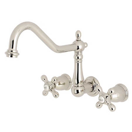 Kingston Brass Roman Tub Faucet, Polished Nickel, Wall Mount KS1026AX