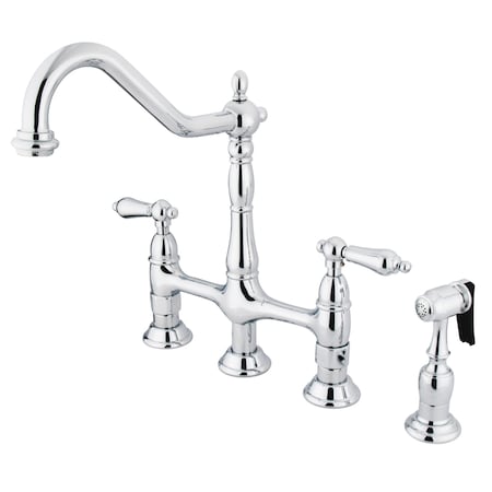 Heritage KS1271ALBS 8" Kitchen Bridge Faucet with, Manual, 8" Mount, 4 Hole KS1271ALBS