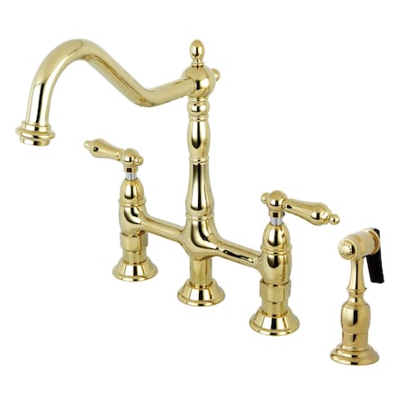 Heritage KS1272ALBS 8" Kitchen Faucet, w/Brass, Manual, 8" Mount, 4 Hole KS1272ALBS