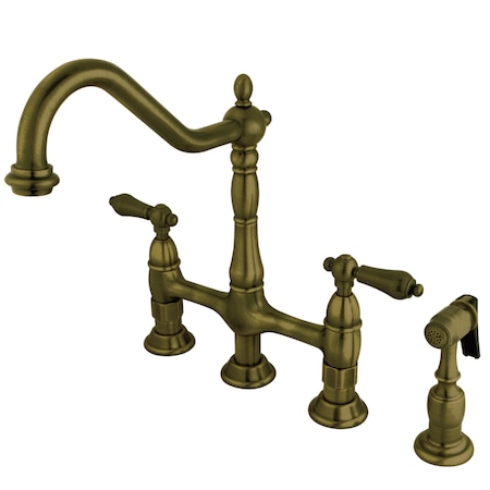 Heritage KS1273ALBS 8" Kitchen Bridge Faucet with, Manual, 8" Mount, 4 Hole KS1273ALBS