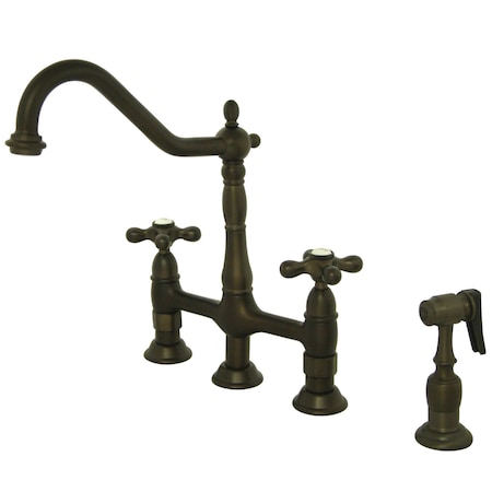 Heritage KS1275AXBS 8" Kitchen Bridge Faucet with, Manual, 8" Mount, 2 Hole KS1275AXBS