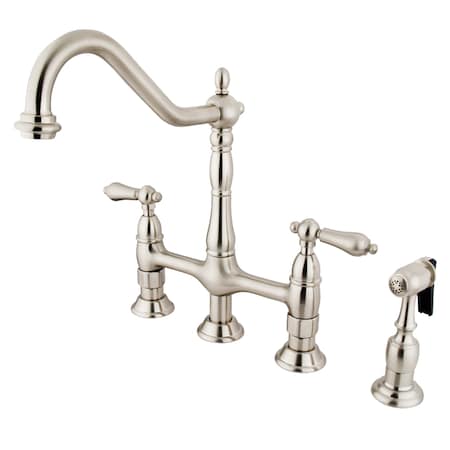 Heritage KS1278ALBS 8" Kitchen Bridge Faucet with, Manual, 8" Mount, 4 Hole KS1278ALBS