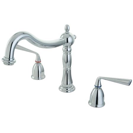 Kingston Brass Roman Tub Faucet, Polished Chrome, Deck Mount KS1341ZL