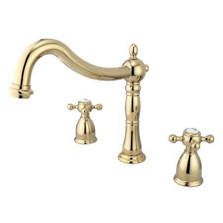 Kingston Brass Roman Tub Faucet, Polished Brass, Deck Mount KS1342BX