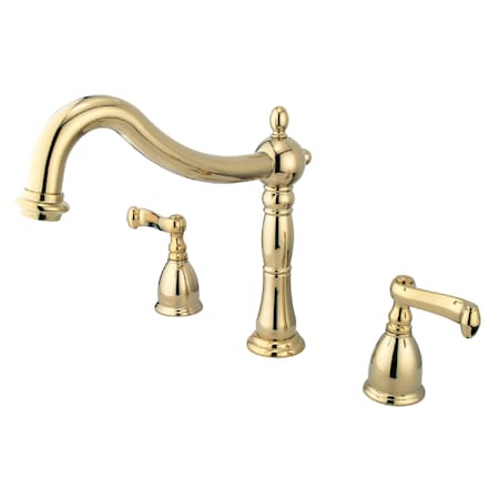 Kingston Brass Roman Tub Faucet, Polished Brass, Deck Mount KS1342FL