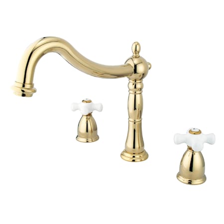 Kingston Brass Roman Tub Faucet, Polished Brass, Deck Mount KS1342PX