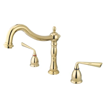Kingston Brass Roman Tub Faucet, Polished Brass, Deck Mount KS1342ZL