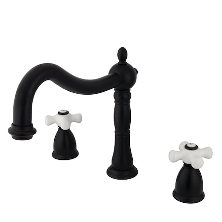 Kingston Brass KS1345PX Roman Tub Filler with Porcelain Cross Handle KS1345PX