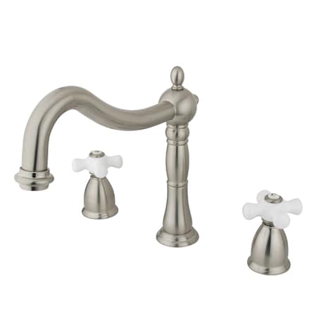 Kingston Brass KS1348PX Roman Tub Filler with Porcelain Cross Handle KS1348PX