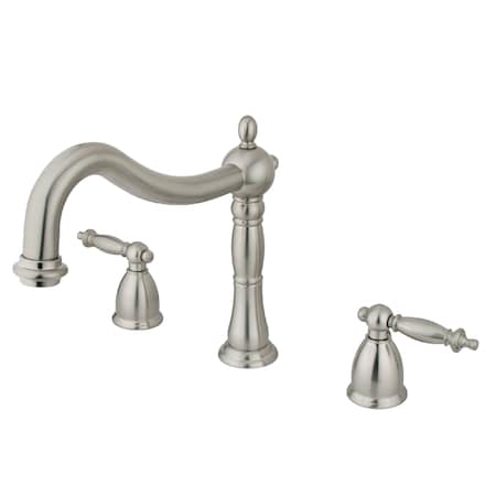 Kingston Brass Roman Tub Faucet, Brushed Nickel, Deck Mount KS1348TL