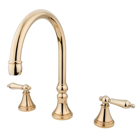 Kingston Brass Roman Tub Faucet, Polished Brass, Deck Mount KS2342AL