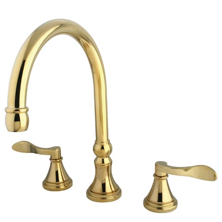 Kingston Brass Roman Tub Faucet, Polished Brass, Deck Mount KS2342DFL
