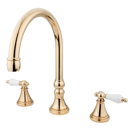 Kingston Brass Roman Tub Faucet, Polished Brass, Deck Mount KS2342PL
