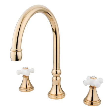 Kingston Brass Roman Tub Faucet, Polished Brass, Deck Mount KS2342PX