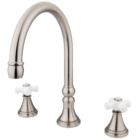 Kingston Brass Roman Tub Faucet, Brushed Nickel, Deck Mount KS2348PX