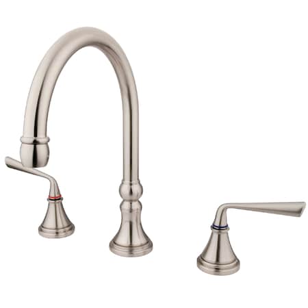 Kingston Brass Roman Tub Faucet, Brushed Nickel, Deck Mount KS2348ZL
