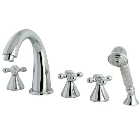 Kingston Brass Roman Tub Faucet, Standard, 8" to 36", 5, Deck Mount, Polished Chrome KS23615AX