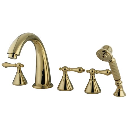 Kingston Brass Roman Tub Faucet, Polished Brass, Deck Mount KS23625AL
