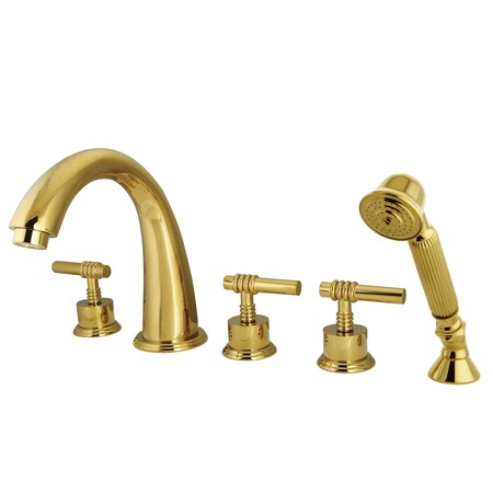 Kingston Brass Roman Tub Faucet, Polished Brass, Deck Mount KS23625ML