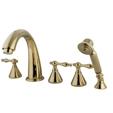 Kingston Brass Roman Tub Faucet, Polished Brass, Deck Mount KS23625NL
