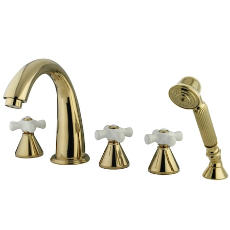 Kingston Brass Roman Tub Faucet, Polished Brass, Deck Mount KS23625PX