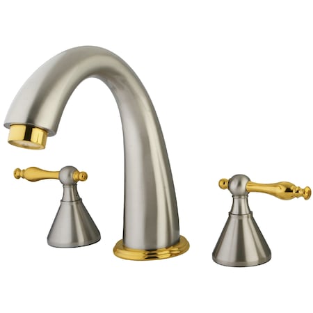 Kingston Brass Roman Tub Faucet, Brushed Nickel/Polished Brass, Deck Mount KS2369NL