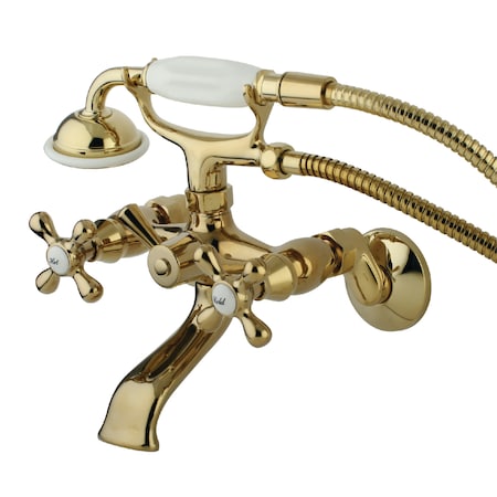 Kingston Brass Wall-Mount Clawfoot Tub Faucet, Polished Brass, Tub Wall Mount KS265PB