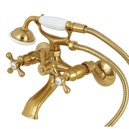 Kingston Brass Wall-Mount Clawfoot Tub Faucet, Brushed Brass, Tub Wall Mount KS265SB