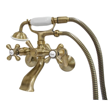 Kingston Brass Wall-Mount Clawfoot Tub Faucet, Antique Brass, Wall Mount KS266AB
