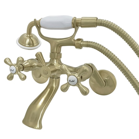 Kingston Brass Wall-Mount Clawfoot Tub Faucet, Brushed Brass, Wall Mount KS266SB