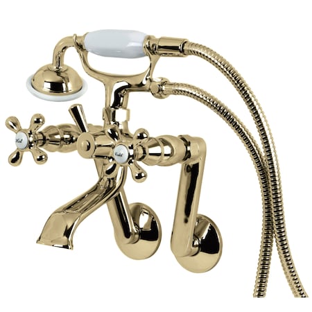 Kingston Brass Wall-Mount Clawfoot Tub Faucet, Standard, 6", 2, Tub Wall Mount, Polished Brass KS269PB