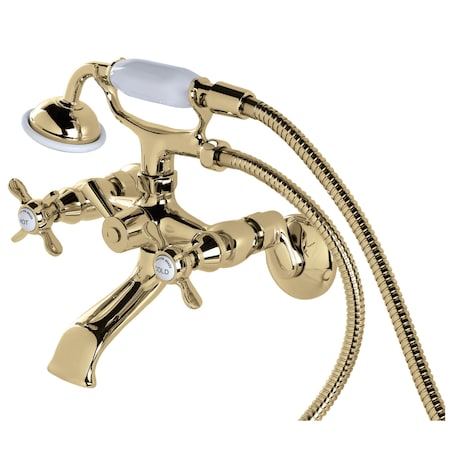 Kingston Brass Wall-Mount Clawfoot Tub Faucet, Polished Brass, Tub Wall Mount KS285PB