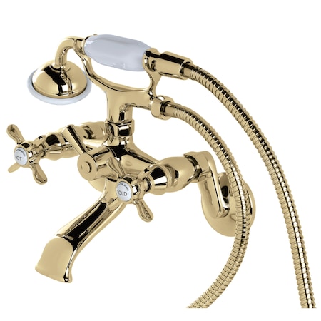Kingston Brass Wall-Mount Clawfoot Tub Faucet, Polished Brass, Wall Mount KS286PB