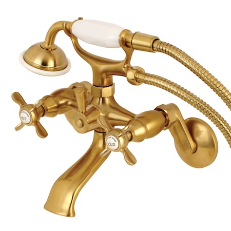 Kingston Brass Wall-Mount Clawfoot Tub Faucet, Brushed Brass, Wall Mount KS286SB