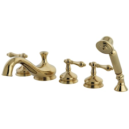Kingston Brass Roman Tub Faucet, Polished Brass, Deck Mount KS33325AL