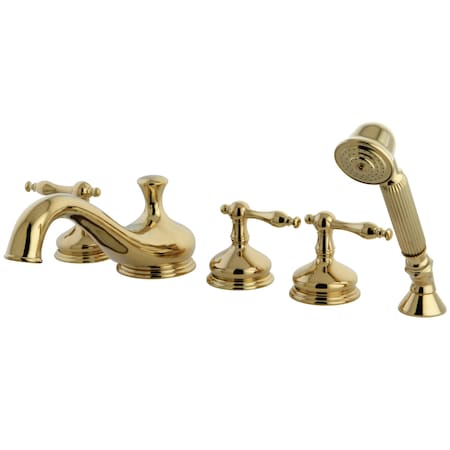 Kingston Brass Roman Tub Faucet, Polished Brass, Deck Mount KS33325NL