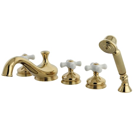 Kingston Brass Roman Tub Faucet, Polished Brass, Deck Mount KS33325PX