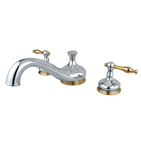 Kingston Brass Roman Tub Faucet, Polished Chrome/Polished Brass, Deck Mount KS3334NL