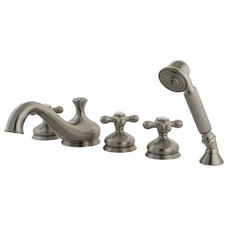 Kingston Brass Roman Tub Faucet, Standard, 8" to 36", 5, Deck Mount, Brushed Nickel KS33385AX
