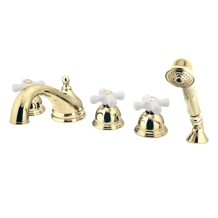 Kingston Brass Roman Tub Faucet, Polished Brass, Deck Mount KS33525PX