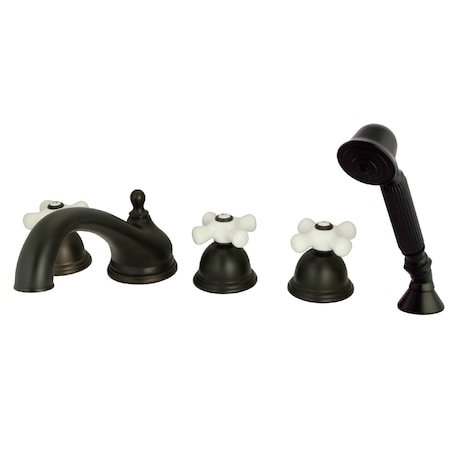 Kingston Brass Roman Tub Faucet, Standard, 8" to 36", 5, Deck Mount, Oil Rubbed Bronze KS33555PX