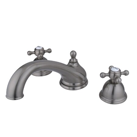 Kingston Brass Roman Tub Faucet, Standard, 8" to 36", 3, Deck Mount, Brushed Nickel KS3358BX