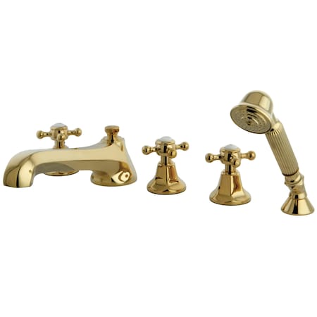 Kingston Brass Roman Tub Faucet, Polished Brass, Deck Mount KS43025BX
