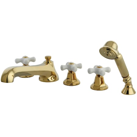 Kingston Brass Roman Tub Faucet, Polished Brass, Deck Mount KS43025PX