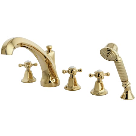 Kingston Brass Roman Tub Faucet, Polished Brass, Deck Mount KS43225BX