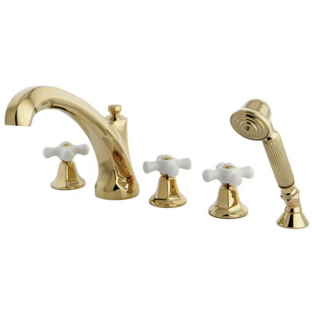 Kingston Brass Roman Tub Faucet, Polished Brass, Deck Mount KS43225PX